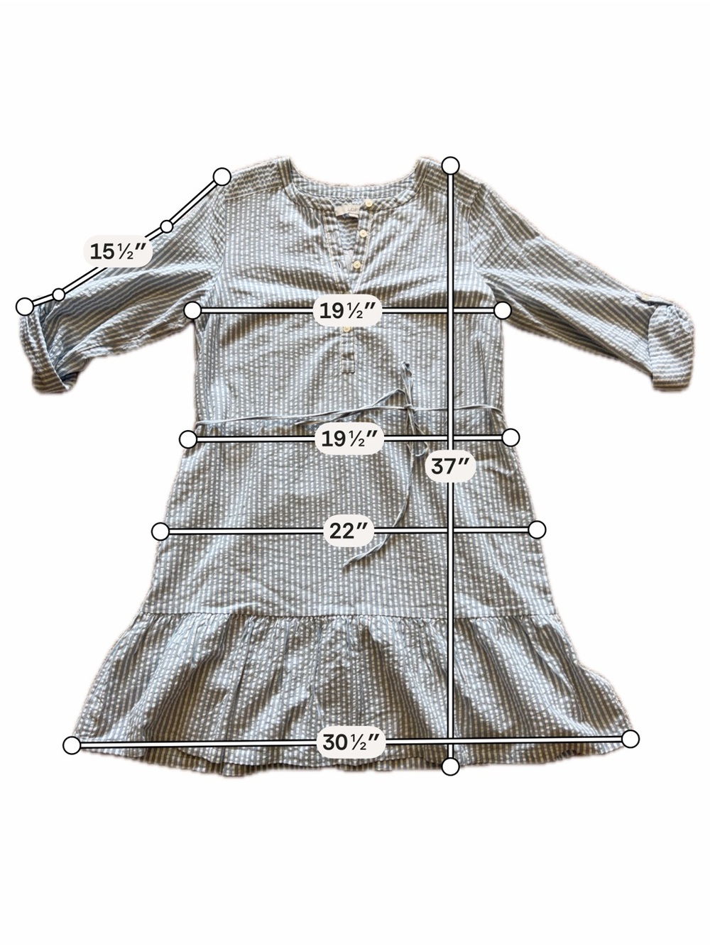 LOFT Light Blue Gingham Tiered Button-Front Mini Dress